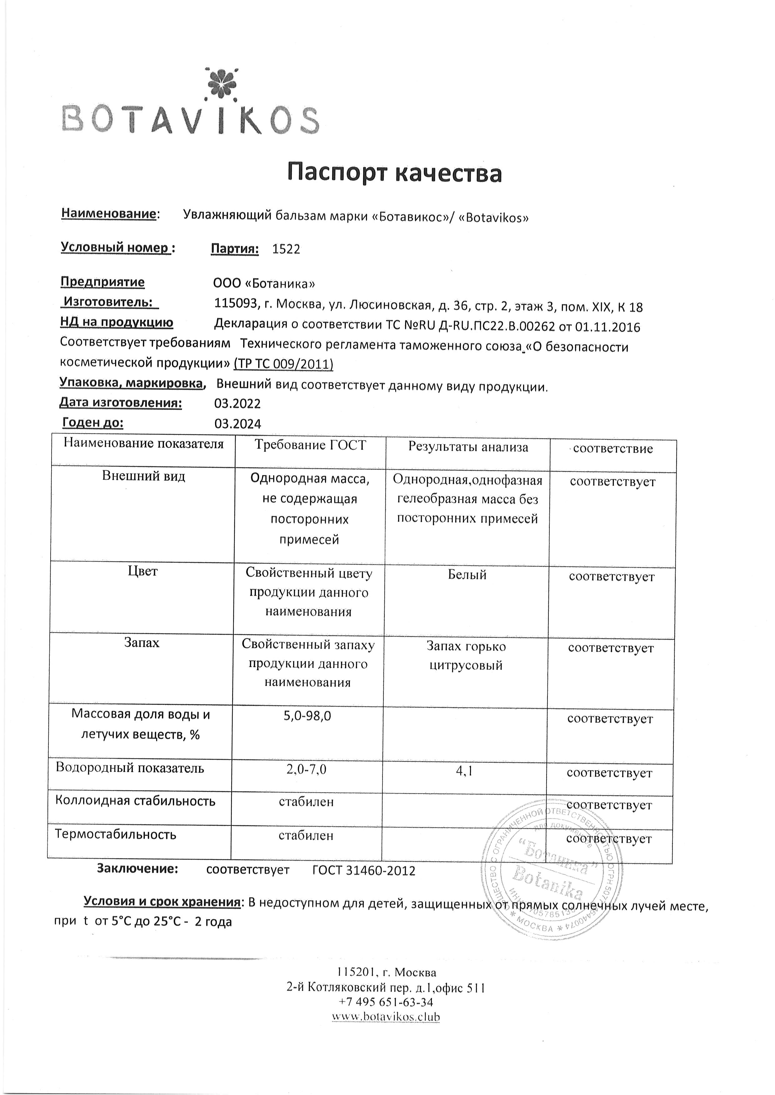 Паспорт №032022